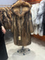 Women's Golden Brown Raccoon Dog Fur Long Coat - 110 cm - product view 1
