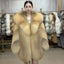 Women's Golden Island Fox Fur Coat with Shawl Collar - product view