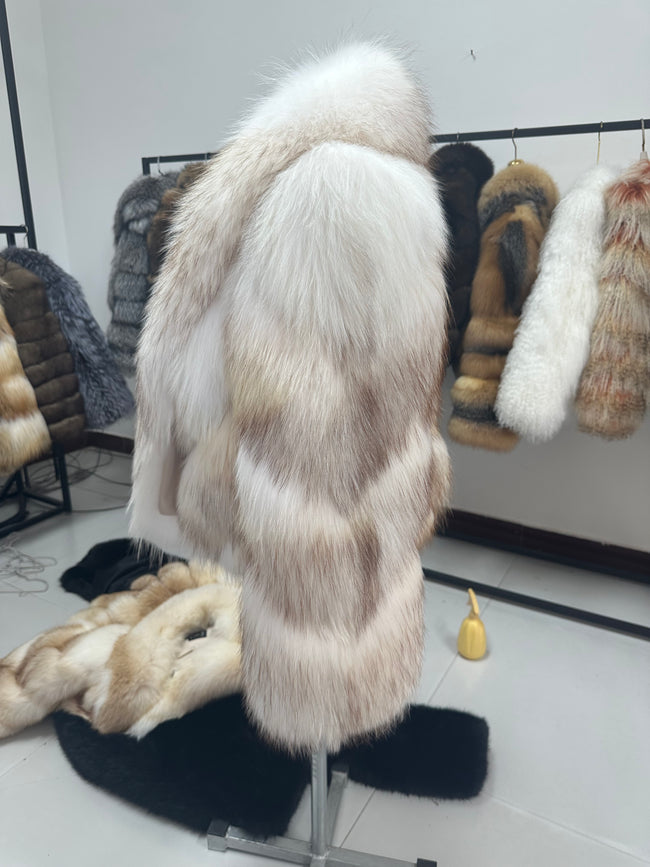 Women's Multitone Raccoon Dog Fur Jacket Main Image