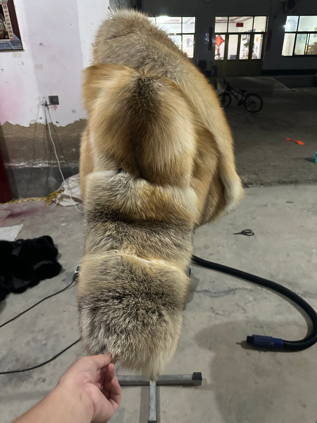 Women's Golden Island Fox Fur Jacket with Shawl Collar Main Image