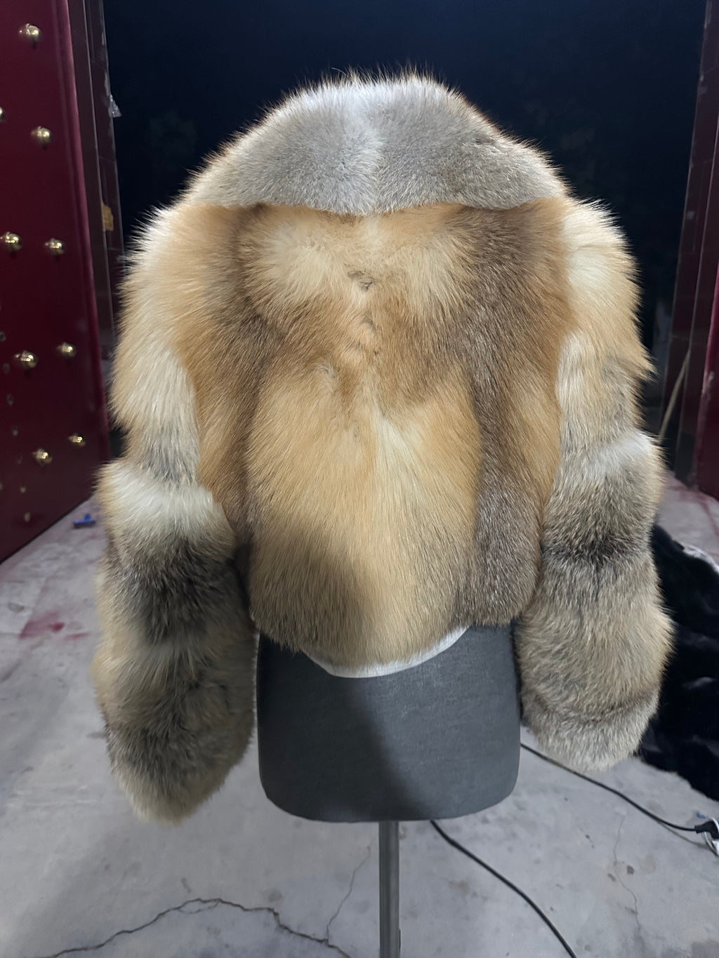 Women's Golden Island Fox Fur Cropped Jacket - back view