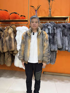 Men's South American red fox fur jacket, 60 cm, front view