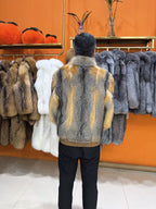 Men's South American red fox fur jacket, 60 cm, back view