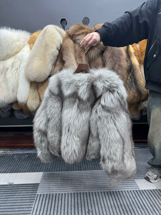 Women's Pearl Fox Fur Short Jacket - product view Hover Image